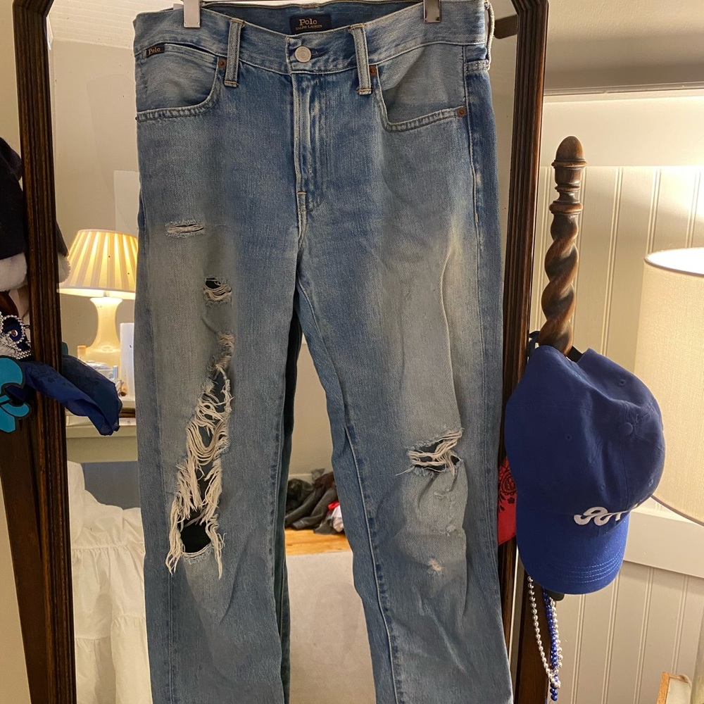 Ralph Lauren ripped light wash jeans